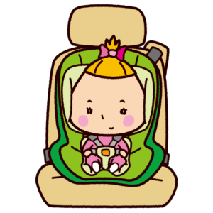 チャイルドシートに座る赤ちゃんのイラスト
