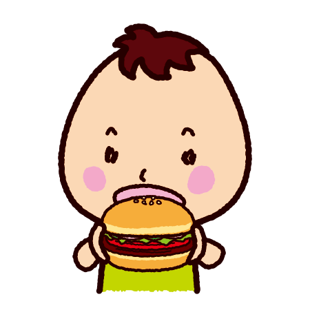 ハンバーガーを食べる子供のイラスト イラストくん