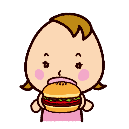 ハンバーガーを食べる子供のイラスト イラストくん