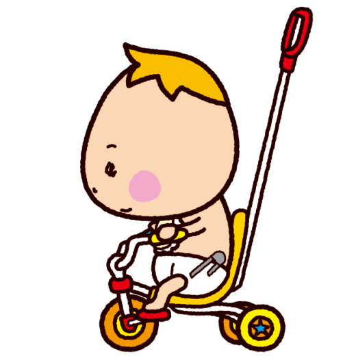 三輪車に乗る赤ちゃんのイラスト（4カット）