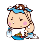 シャンプーする子供のイラスト（2カット）