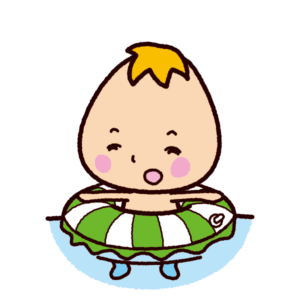 浮き輪と赤ちゃんのイラスト