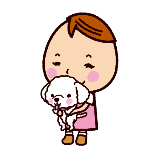 犬を抱っこする子供のイラスト