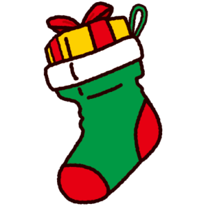 クリスマス靴下とプレゼントのイラスト