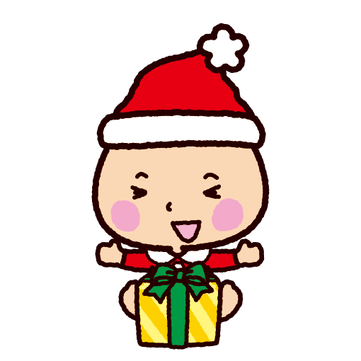 クリスマスのイラスト サンタの格好の赤ちゃん イラストくん