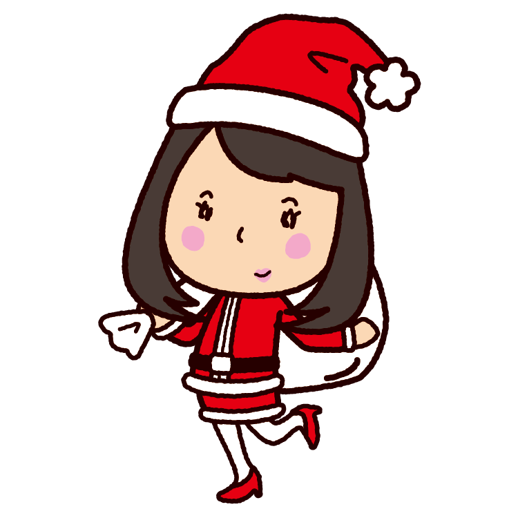 クリスマスのイラスト サンタの格好の女性 イラストくん