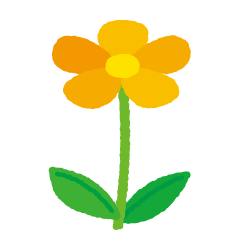 黄色い花のイラスト（茎・葉）