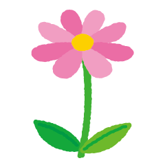 ピンクの花のイラスト 茎 葉 5カット イラストくん