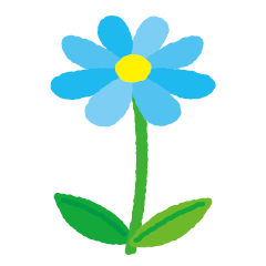 青い花のイラスト（茎・葉）