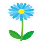 青い花のイラスト（茎・葉）（5カット）