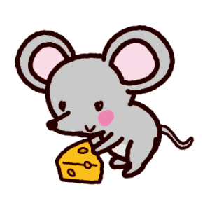 ネズミとチーズのイラスト（子）