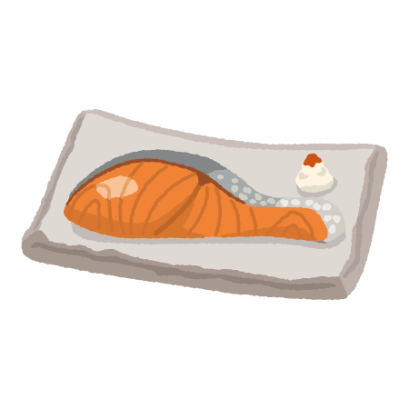 かわいい動物画像 ラブリーかわいい 切り身 鮭 イラスト
