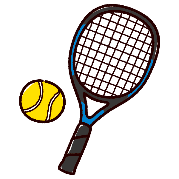 テニスのラケットのイラスト（ボール） - イラストくん