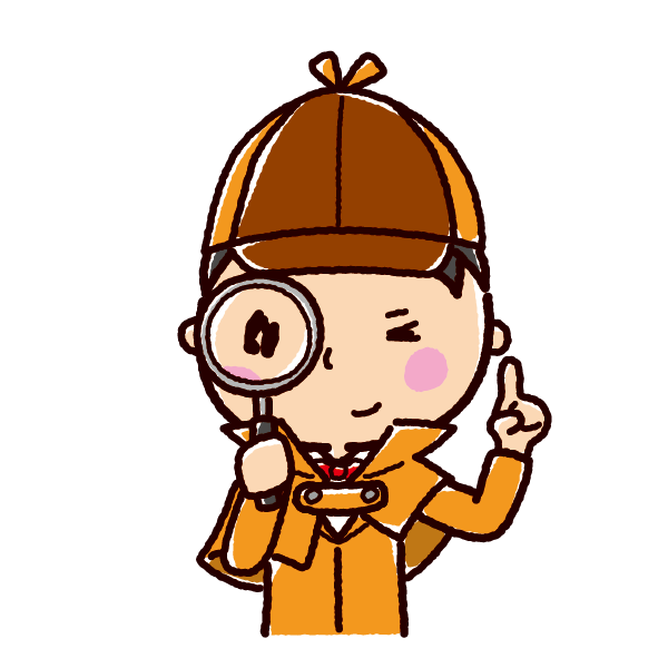 虫眼鏡を覗く探偵のイラスト イラストくん