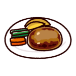 ハンバーグのイラスト（お皿）