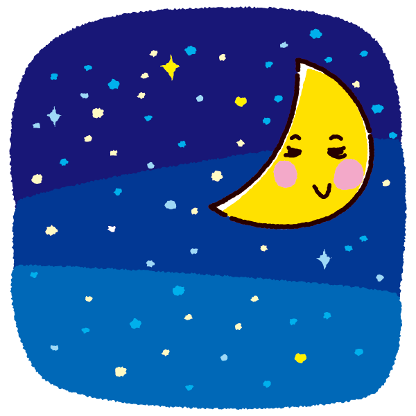 天気のイラスト 月 夜空 2カット イラストくん