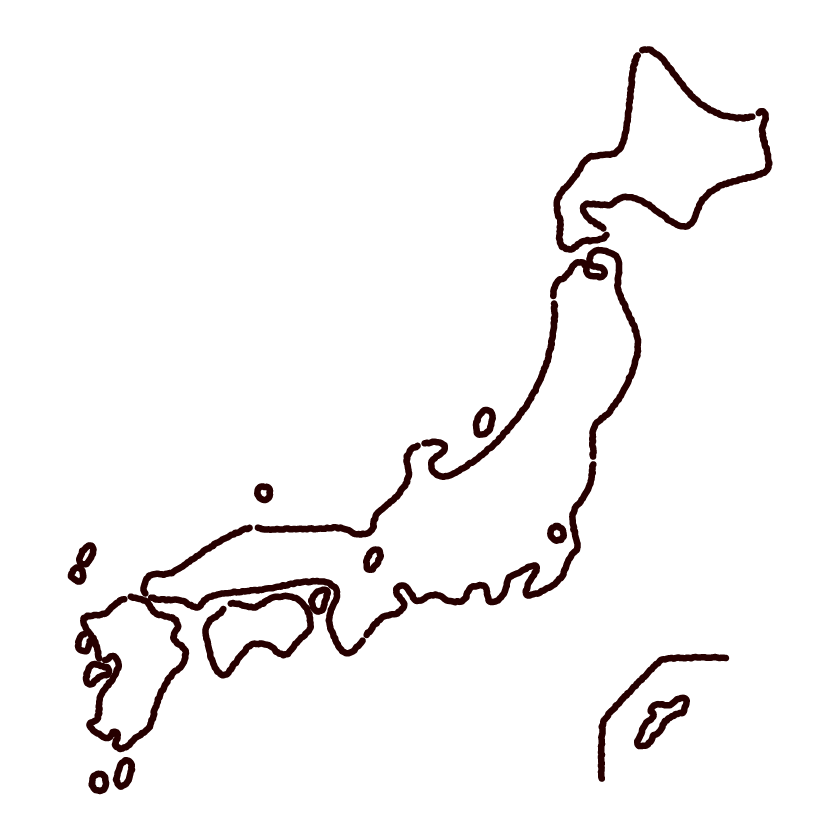 かわいい日本地図のイラスト 線 2カット イラストくん