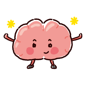 元気な脳のキャラクターイラスト（健康な臓器）