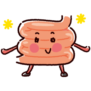 元気な小腸のキャラクターイラスト（健康な臓器）