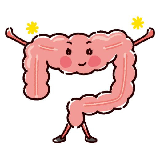 元気な大腸のキャラクターイラスト（健康な臓器）