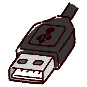 USB端子のイラスト（Type-A・コネクタ）黒