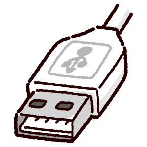 USB端子のイラスト（Type-A・コネクタ）白