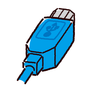 USB端子のイラスト（Type-B・コネクタ）青