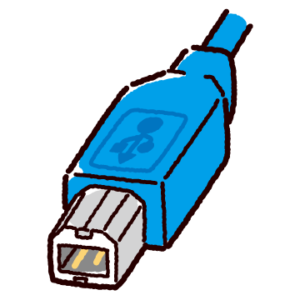 USB端子のイラスト（Type-B・コネクタ）青