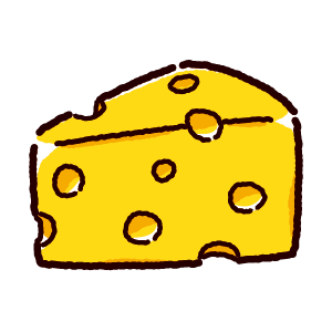 穴あきチーズのイラスト（エメンタールチーズ）