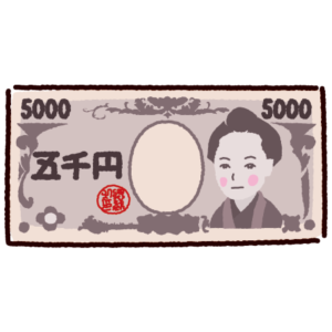 五千円札のイラスト（紙幣・お金）