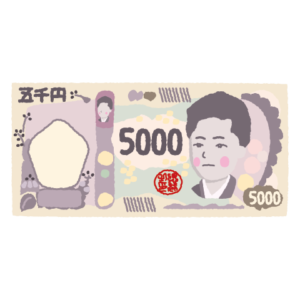 新五千円札のイラスト（紙幣・お金）