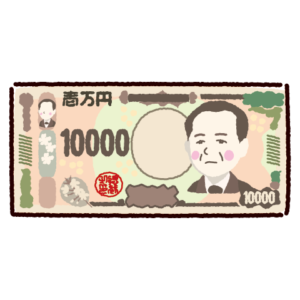 新一万円札のイラスト（紙幣・お金）
