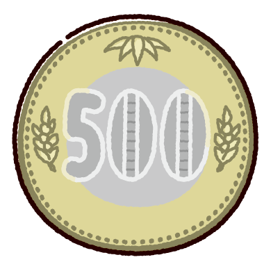 新500円玉のイラスト（硬貨・お金）（4カット）