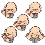 指で数を数えるイラスト（おじいさん・6〜10）（5カット）