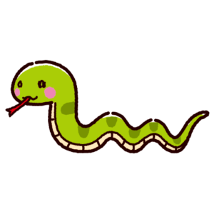 ヘビのイラスト（緑）