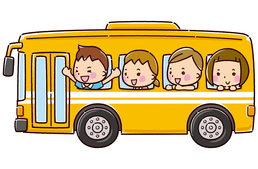 バスに乗った子供のイラスト スクールバス イラストくん