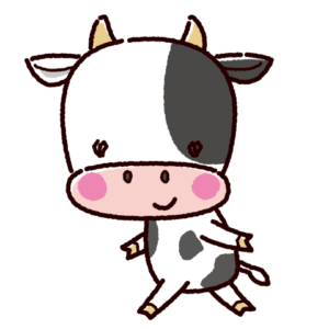 かわいい牛のキャラクターイラスト（雄・丑）