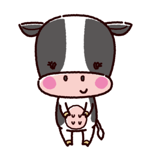 かわいい牛のキャラクターイラスト（雌・丑）