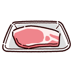 パックに入った豚ロース肉のイラスト