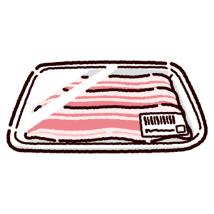 パックに入った豚バラ肉のイラスト