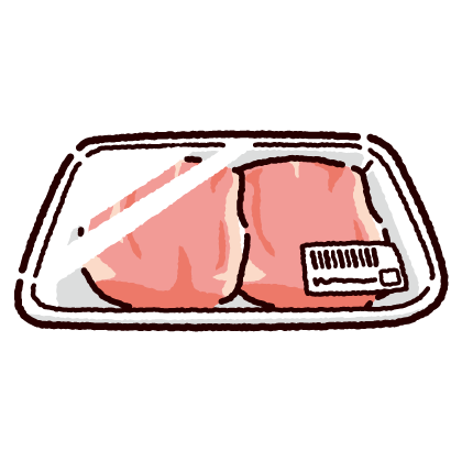 パックに入った鶏もも肉のイラスト（2カット）