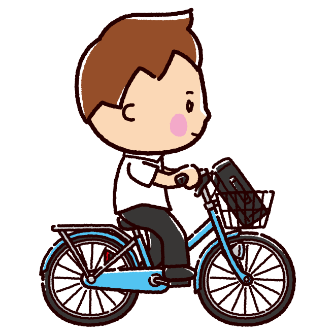 自転車に乗る男子学生のイラスト ヘルメット有無 2カット イラストくん