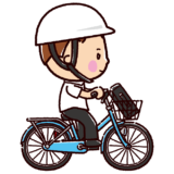 自転車に乗る男子学生のイラスト（ヘルメット）