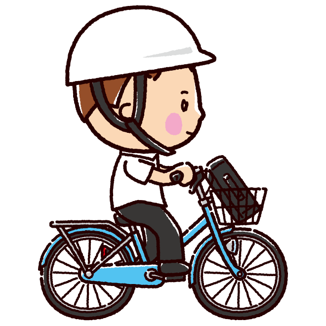 自転車に乗る男子学生のイラスト ヘルメット有無 2カット イラストくん