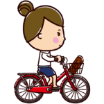 自転車に乗るOLのイラスト