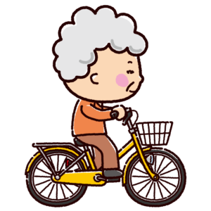 自転車に乗るおばあさんのイラスト