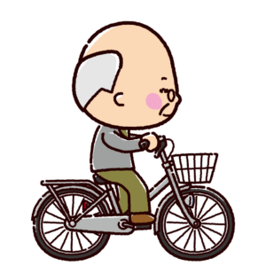 自転車に乗るおじいさんのイラスト