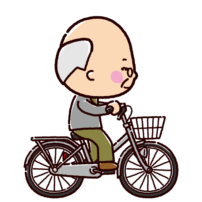 自転車に乗るおじいさんのイラスト イラストくん