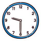時計のイラスト(9時半)