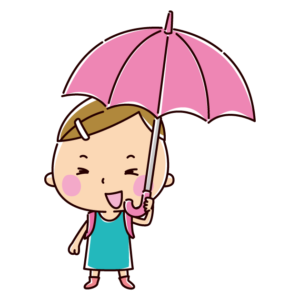 傘をさす小学生のイラスト（女の子）